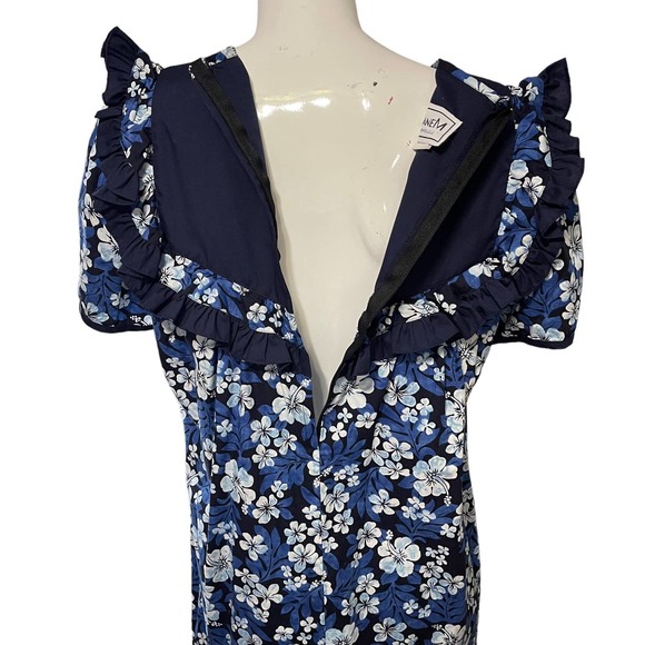 Jane M Honolulu Vintage Ruffle Collar Shift Dress Tropical Prairie Sun Size 14 - Picture 6 of 16